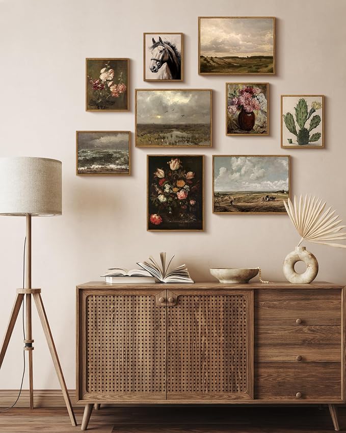 ARPEOTCY Vintage Framed Canvas Wall Art, Retro Horse Portrait Western Picture Decor, Rustic Farmhouse Country Wall Art for Living Room, Bathroom, Bedroom, Office(8 x 10 Inch)