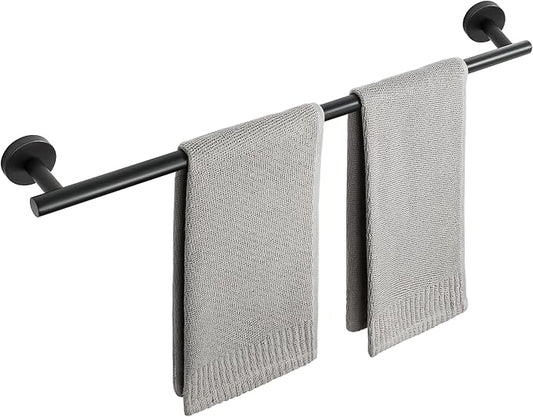 SAYAYO Black Towel Racks for Bathroom, 24 Inch Towel Bar Towel Rod Towel Holder Wall Mount SUS304 Stainless Steel (26.6 Inch Total Length)