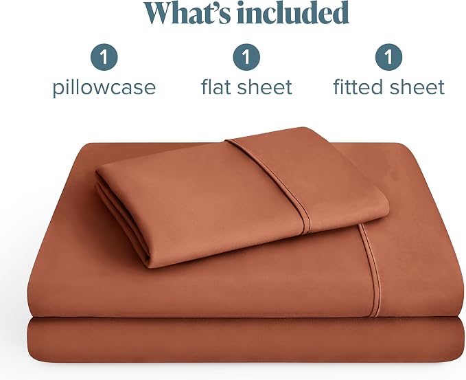 Bare Home Twin XL Sheet Set - 1800 Ultra-Soft Microfiber Twin Extra Long Bed Sheets - Double Brushed - Deep Pockets - Easy Fit - 3 Piece Set - Bedding Sheets & Pillowcases (Twin XL, Terracotta)