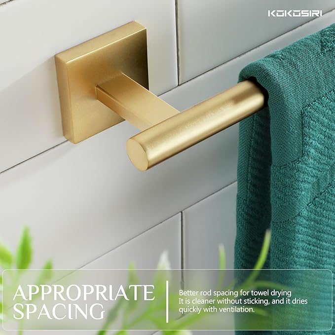 KOKOSIRI Hand Towel Bar Bathroom Towel Holder for Bath Kitchen Cabinet Towel Rails 16 Inch Brushed Gold Stainless Steel B4005BG-L16