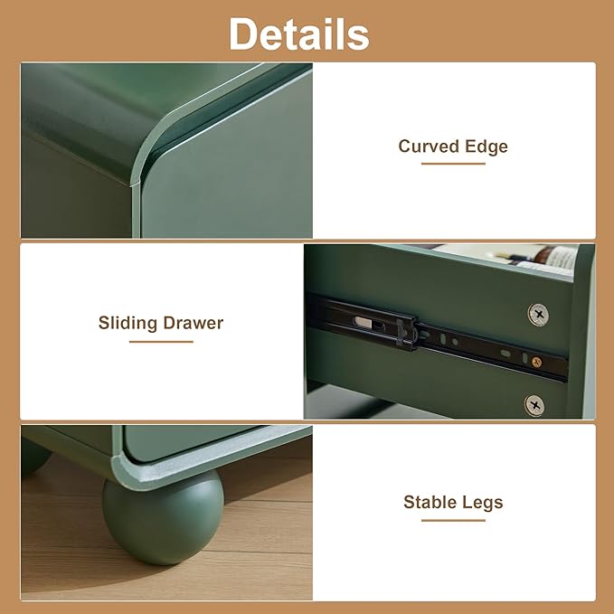 AVZEAR Modern 6 Drawer Green Dresser for Kids Bedroom, 48" Wide Wooden Dresser Chest of Drawers, Handle Free & Curved Profile Design, Mid Century Closet Clothes Storage Organizer for Living Room