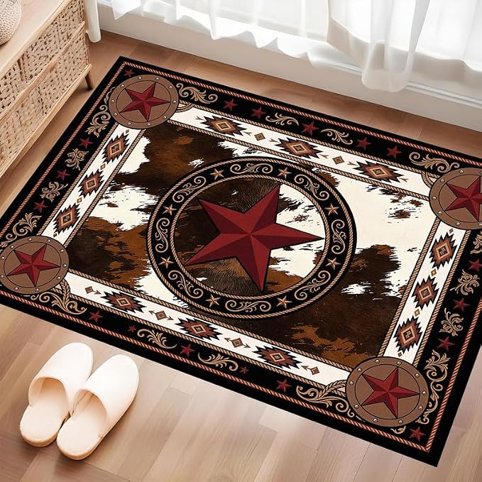 Vintage Star Rugs Non Slip Rustic Farmhouse Floor Mat Washable Carpet for Entryway Bedroom Living Room Nursery Playroom Classroom Home Decor,2'x3'