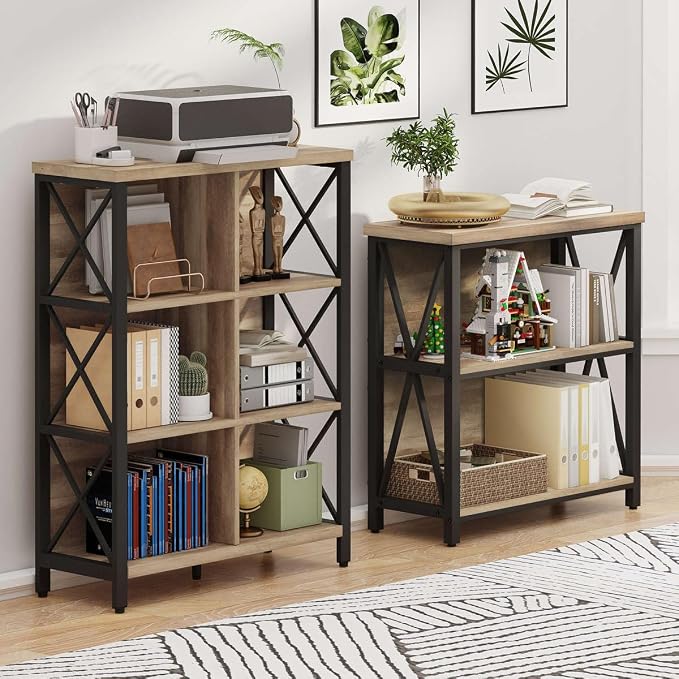 FATORRI 6 Cube Storage Organizer Bookshelf and Small Bookcase for Home Office (Rustic Oak)