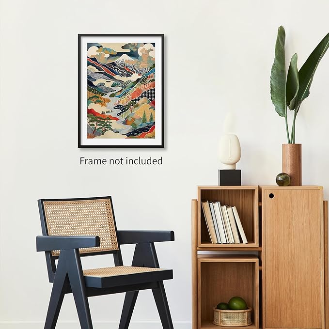 EOLRCIG Japanese Mount Fuji Poster Colorful Nature Landscape Mountain Wall Art Modern Trendy Abstract Aesthetic Canvas Prints Wall Decor for Home Bedroom 12X16 inch Unframed
