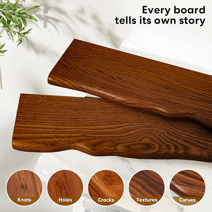 Floating Shelves for Wall Rustic Farmhouse 36 Inch Floating Shelf Bathroom Wooden Shelves for Wall Mounted Live Edge Pine Shelf with Unique Natural Grain for Living Room Bedroom Kitchen (Walnut)