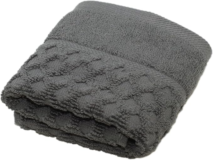 Great Bay Home Dark Grey Face Washcloth - 100% Cotton - Absorbent, Durable, Quick-Dry Face Towel for Bathrooms (Dark Grey, 13" x 13")