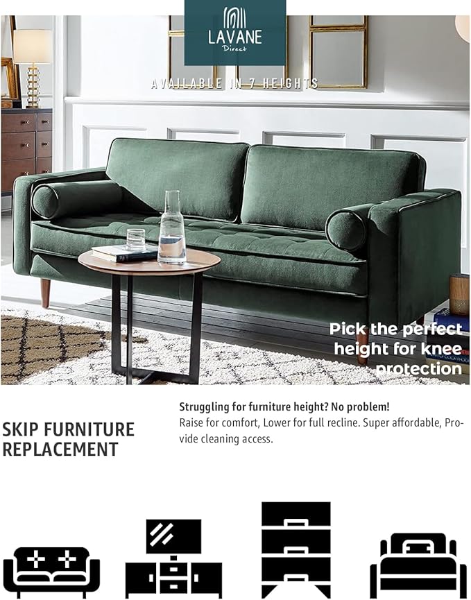 La Vane 6 inch Solid Wood Furniture Legs (15cm) - Walnut Finish Tapered Replacement Feet with 5/16 inch Thread & Mounting Plates - Set of 4 for Sofa, Couch, Cabinet, Ottoman