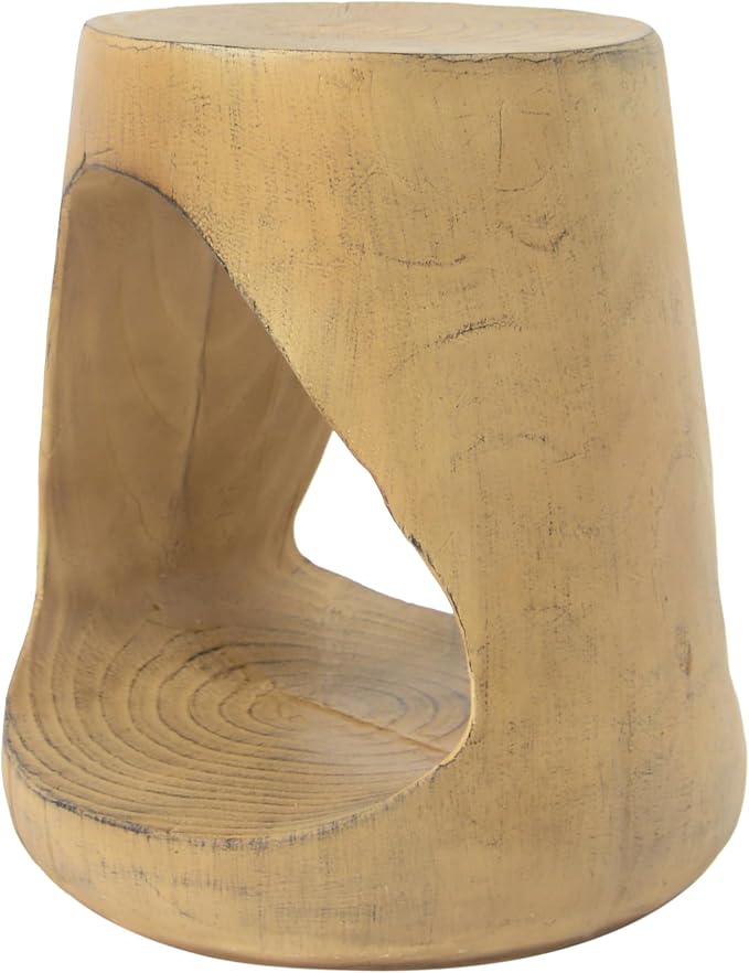 ø14.5'' Side Table End Table for Living Room, Modern Retro Farmhouse Countryside Style, Magnesium Oxide Material for Indoor & Outdoor, No Assembly, Wood Grain, Natural