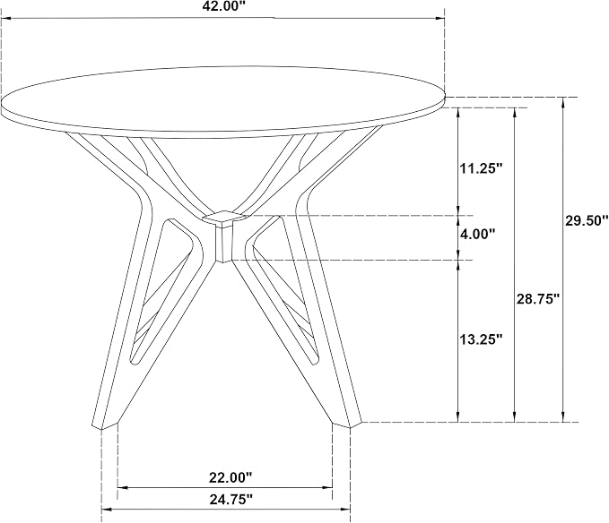 Coaster Home Furnishings - Elowen - Solid Wood - 42-Inch Round Dining Table with Bevel Tabletop, Angled Base Design, Geometric Legs - Dining Room & Home Kitchen - Light Walnut - 108440