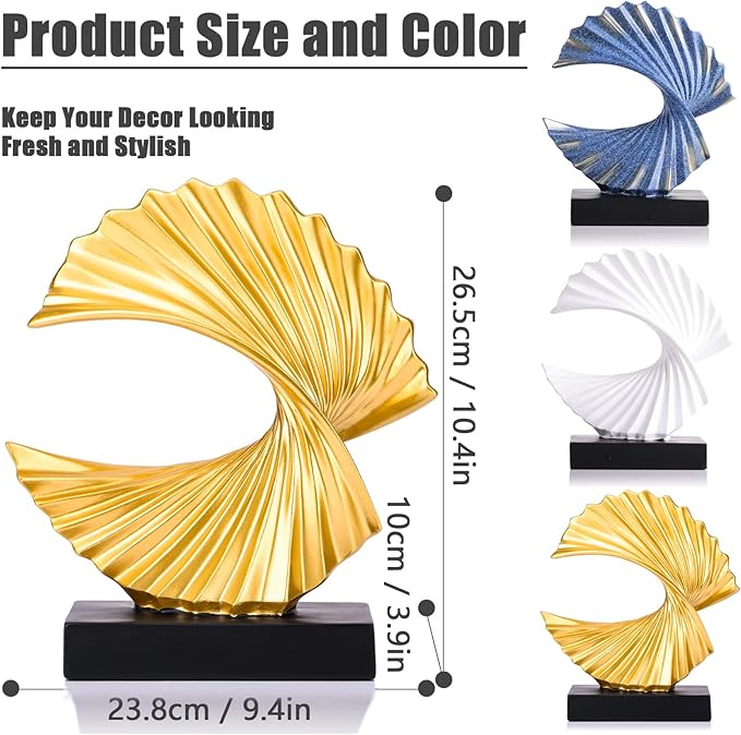 Gold Wave Sculpture,Modern Ocean Wave Home décor Accents Ornament,Resin Art Statue Home Decor Aesthetic,Shelf Decor,Coffee Table Decor Tv Stand Decor Adornos para Sala Modernos