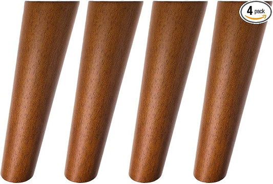 Round Solid Wood Furniture Legs Sofa Replacement Legs Perfect for Mid-Century Modern/Great IKEA hack for Sofa, Couch, Bed, Coffee Table (8 Inches,Set of 4, Walnut Color)