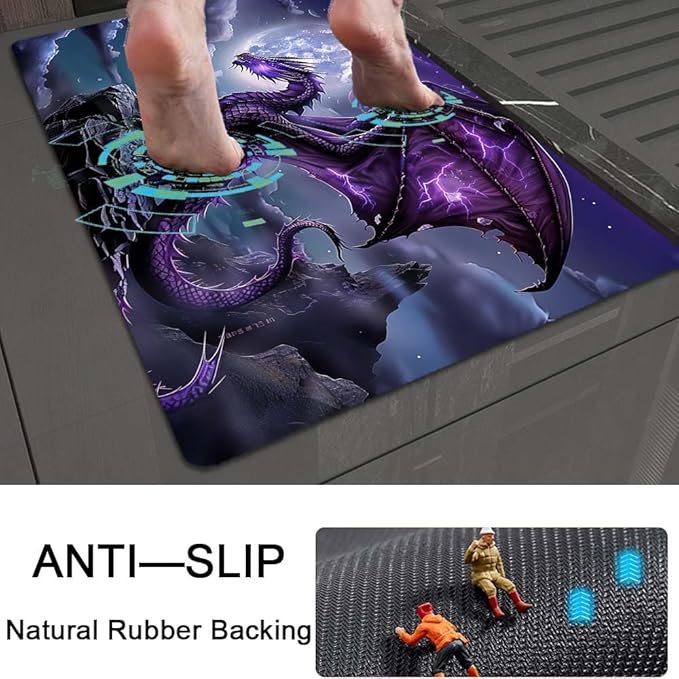 Bath Mat Rug,Majestic Purple Dragon Non Slip Quick Dry Super Absorbent Thin Bathroom Rugs Fit Under Door-Easy to Clean Bathroom Floor Mats-Shower Rug for Shower Sink Bathtub(16" x 24"in)