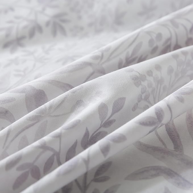 HoneiLife Cotton Duvet Cover Queen - Floral Comforter Cover 3-PC, Soft & Breathable Flower Bedding Duvet Cover Sets with Zipper Closure & Corner Ties, Wildflower Comforter Cover Sets, Plain Life