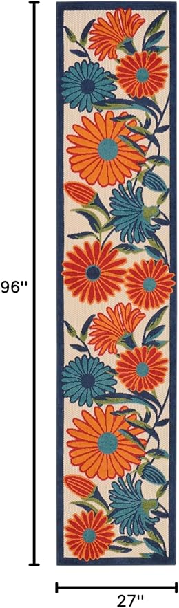 Nourison Home Aloha Multicolor 2'3" x 8' Area Rug - Easy Clean, Non Shedding, Bed Room, Living Room, Dining Room, Kitchen (8' Runner)