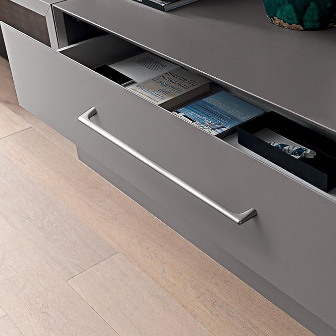 Goo-Ki Satin Nickel Cabinet Pulls with 12.6'' Hole Centers, Modern Style Zinc Alloy Cabinet Handles for Dresser,Wardrobe,Cupboard- 6 Pack