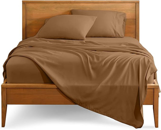 Bare Home California King Sheet Set - 1800 Ultra-Soft Microfiber Cal King Bed Sheets - Double Brushed - Deep Pockets - Easy Fit - 4 Piece Set - Bed Sheets (California King, Caramel)