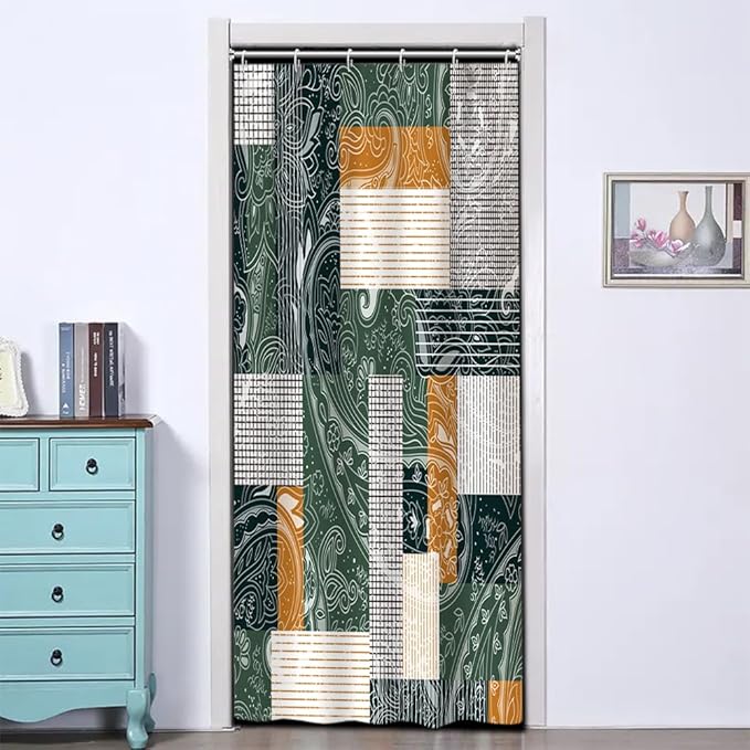 Abstract Boho Shower Curtain Bohemian Paisley Print Modern Geometric Plaid Pattern Shower Curtains for Bathroom Waterproof Fabric Decor Set with Hooks, 36W x 72H Inch