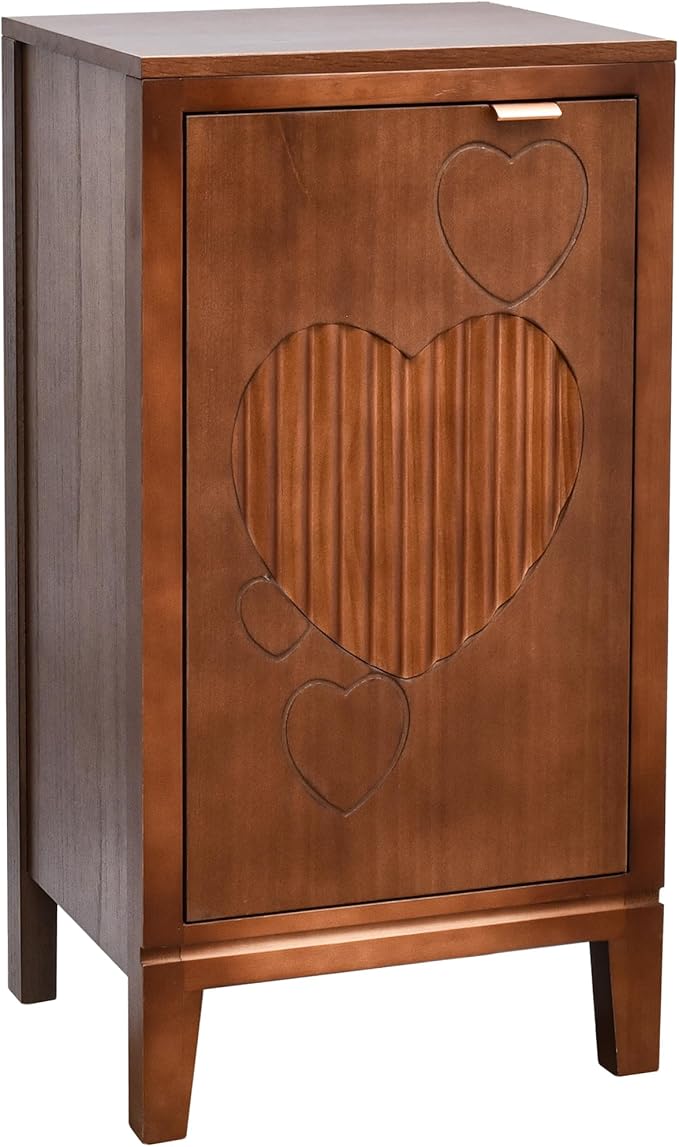 eHemco Kawaii Sweetheart End Table, 16.5 x 14 x 31 Inches, Indoor Living Room Side Table, Antique Walnut