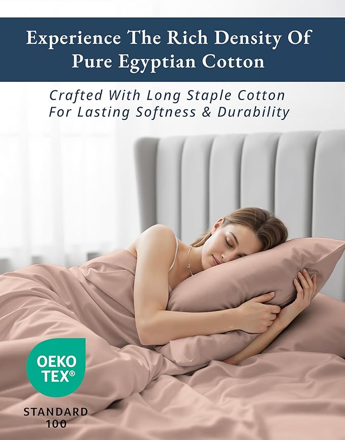 LANE LINEN Luxury 100% Egyptian Twin XL Sheets Set Cotton, Eco Friendly Oeko-Tex Certified No Pill Fade Resistant Fully Elasticized Machine Washable Cotton Twin XL Bed Sheet - Sepia Rose