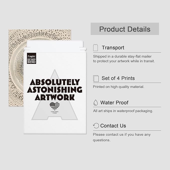 SIGNWIN Adhesive Canvas Poster Beige Abstract Geometric Circle Stroke Minimalist Folk Boho Mid-Century Inspired Digital Print Decorative Zen Bedroom Relax Multicolor - 8"x10"x 4