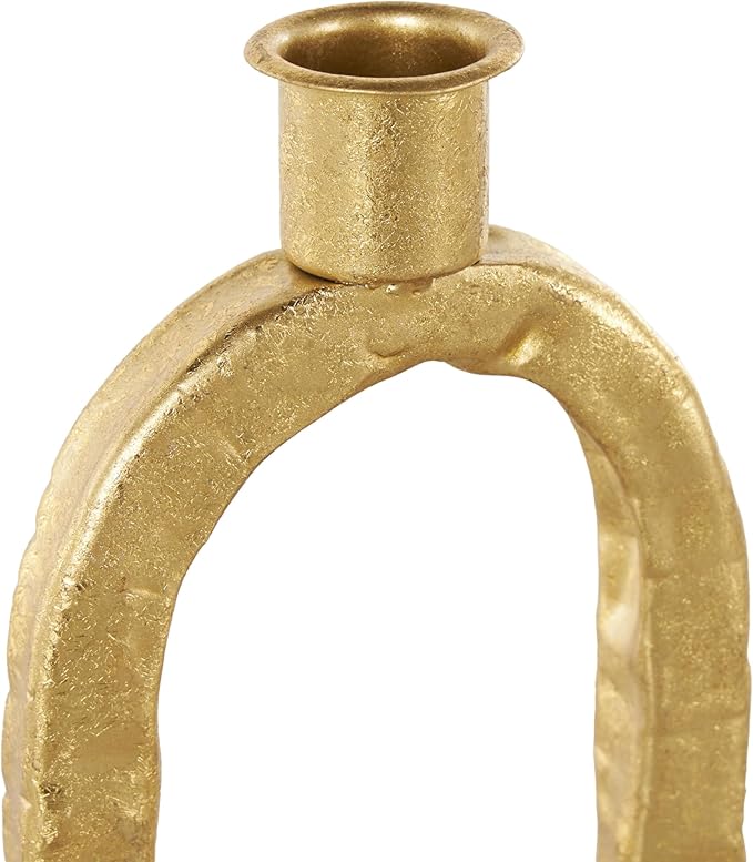 Deco 79 Metal Decorative Candle Holder Tapered Candle Stand with Rectangle Base, Set of 2 Candlestick Holder 10",9" H, Gold
