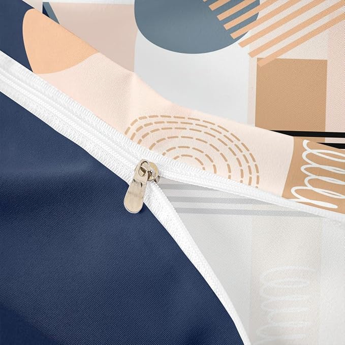 Erosebridal Navy Blue Abstract Queen Comforter Cover for Kids Teens Girls | Colorful Geometric Duvet Cover Minimalist Circle Modern Bed Set Boho Contemporary Aesthetic Bedding Set