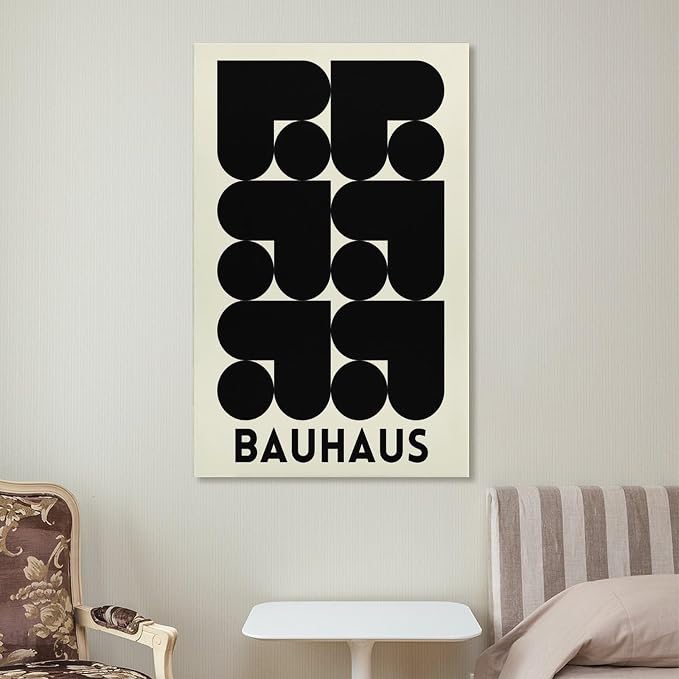 Bauhaus Print Poster,black And White,poster,Abstract Art,Minimalist,Stylish Mid Century Art Canvas Wall Art Print Poster For Home School Office Decor Frame-style 24x36inch(60x90cm)