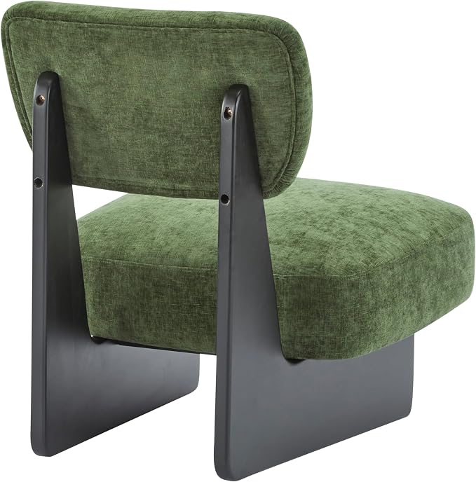 Accent Chairs Set of 2, Mid-Century Modern Chair with Polyester Upholstery, Wood Base with Walnut Finish, Minimalist and Stylish Accent Seating for Living Room, Bedroom, Balcony (Black+Green)