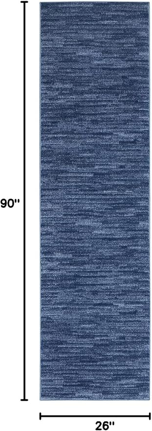 Nourison Home Nourison Essentials Navy Blue 2'2" x 7'6" Area Rug - Easy Clean, Non Shedding, Bed Room, Living Room, Dining Room, Kitchen (8' Runner)