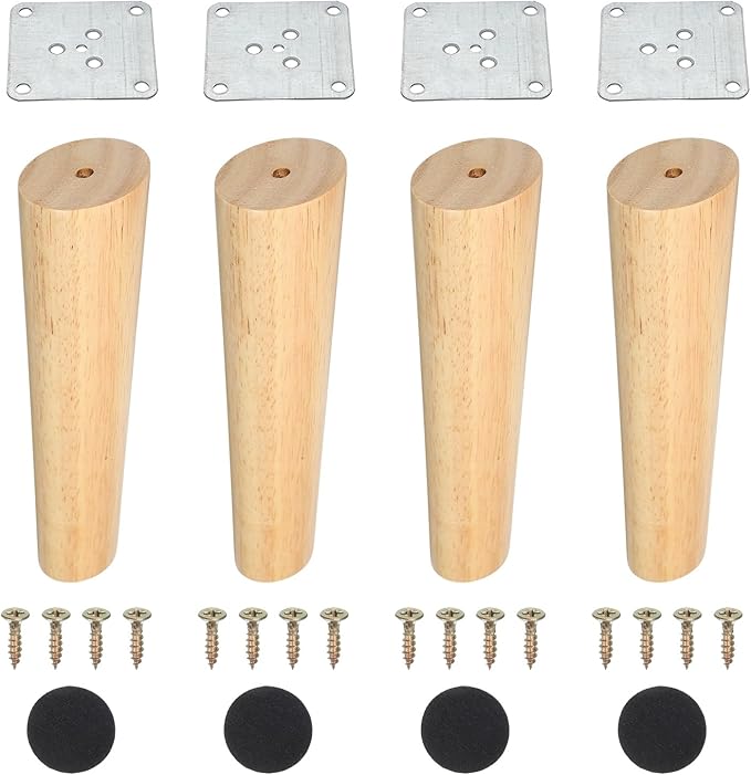 PATIKIL Wood Furniture Legs, 4Pcs 7.9" Tapered Replacement Sofa Leg for Chair Couch Bed Coffee Table Dresser, Wood Color