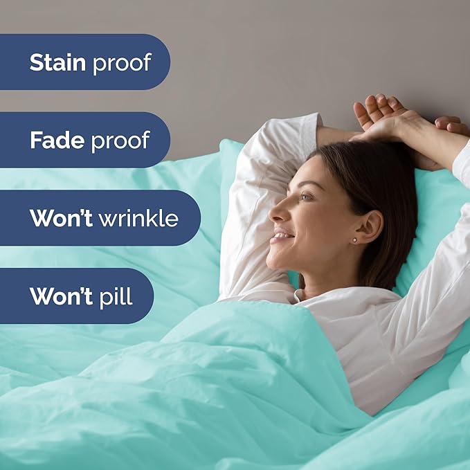 Duvet Cover Twin/Twin XL Size - Extra Soft Twin/Twin XL Size Duvet Cover - Breathable, Easy Care and Fade Free with Zipper Closures & Ties - 68" x 90" Inches - (Spa Blue) Comforter Not Included