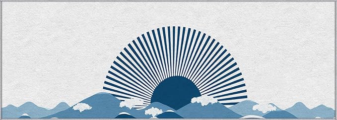 Boho Sunshine Runner Rug 2x8, Japanese Landscape Design, Modern Coastal Area Rug Washable Hallway Rugs Non-Slip Floor Carpet Runner for Bedroom, Narrow Hallway, Kitchen Aisle