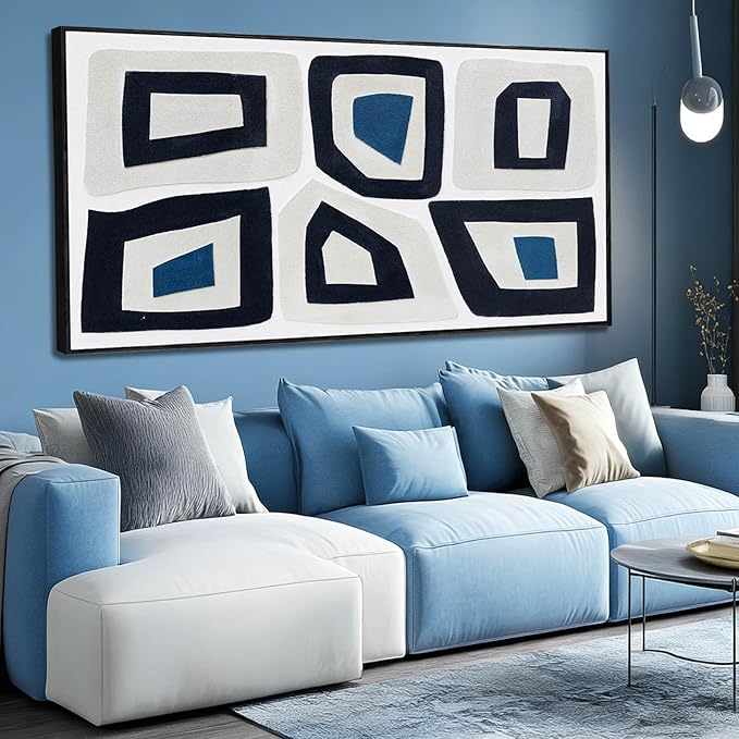SOUGUAN Abstract Hand Painted Wall Art Contemporary Decorative Painting Simple Canvas Artwork 29"x58" Large Pictures for Dining Room Office