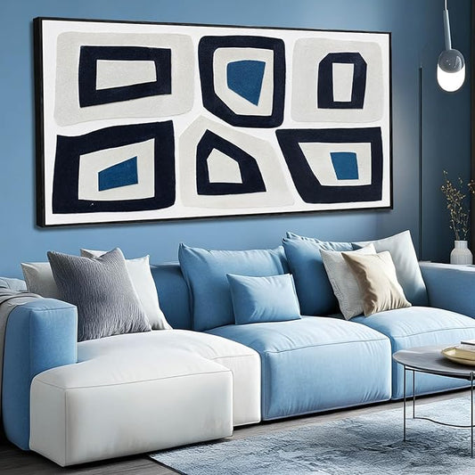 SOUGUAN Abstract Hand Painted Wall Art Contemporary Decorative Painting Simple Canvas Artwork 29"x58" Large Pictures for Dining Room Office