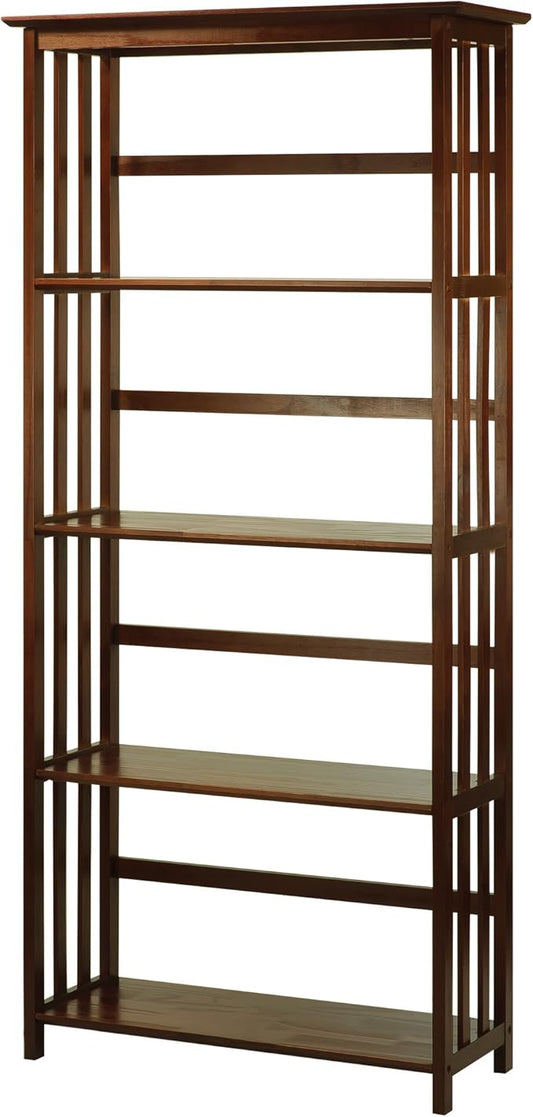 Casual Home Mission Style 5-Shelf Bookcase, Walnut