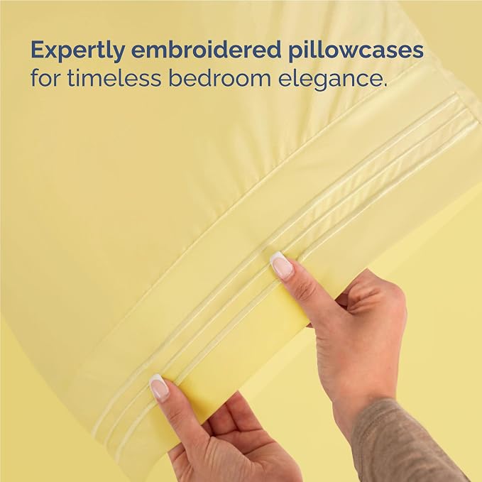 Full Size 4 Piece Sheet Set - Comfy Breathable & Cooling Sheets - Hotel Luxury Bed Sheets for Women & Men - Deep Pockets, Easy-Fit, Extra Soft and Wrinkle Free Sheets - Yellow Oeko-Tex Bed Sheet Set