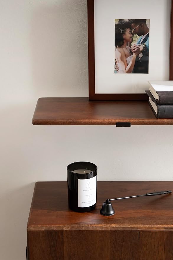 Kate and Laurel Atwood Modern Mango Wood Two-Door Wall Cabinet and Shelf Set, Walnut Brown, Decorative Storage Cabinet with Tiered Wall Shelves for Use as Cohesive Bar Storage Unit