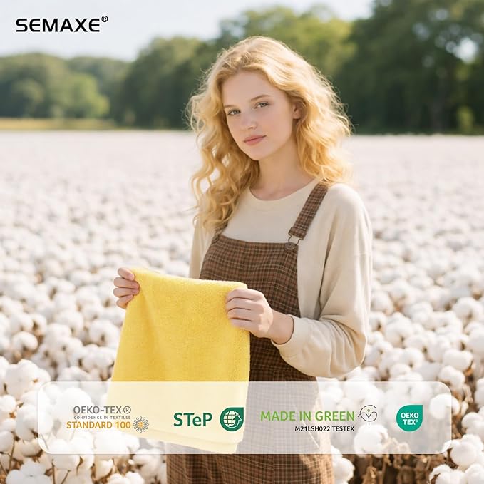 SEMAXE Yellow Hand Towels for Bathroom, 100% Cotton Towels with Hanging Loops, Hotel Spa Quality Absorbent Towels, 27" L x 16" W, 4 Piece Hand Towels, Gift Box Packaging