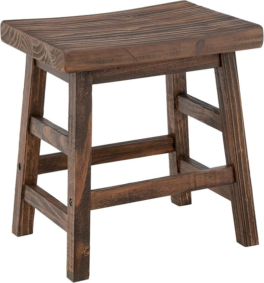 Alaterre Furniture Pomona 20-Inch Counter Height Saddle Seat Barstool – Solid Wood, Backless Rustic Farmhouse Stool in Natural Finish for Kitchen Island or Dining Room (Natural)