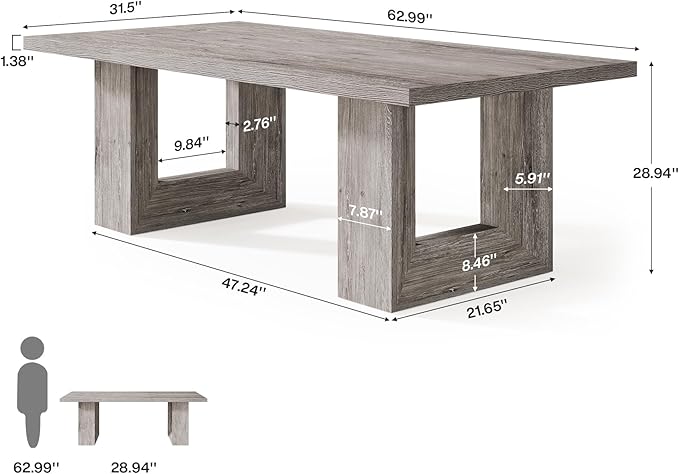 Tribesigns 62.99" Home Office Desk, Large Farmhouse Executive Desk, Computer Table for Office, Conference Room (Grey)