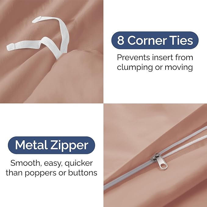 Duvet Cover Queen Size - Extra Soft Queen Size Duvet Cover - Lightweight, Breathable & Cozy - Easy Care & Fade Free with Zipper Closures & Ties - 90" x 90" Inches - (Mauve) Comforter Not Included