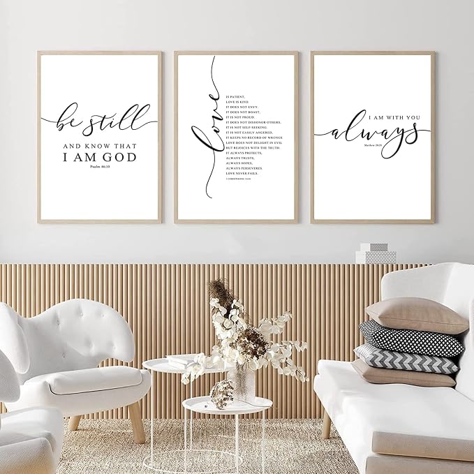 Bible Verse Wall Art Decor Scripture Canvas Wall Art Christian Pictures Inspirational Artwork Scripture Bible Verse Posters Christian Paintings for Living Room Bedroom 12x16 Inch Unframed Set of 3