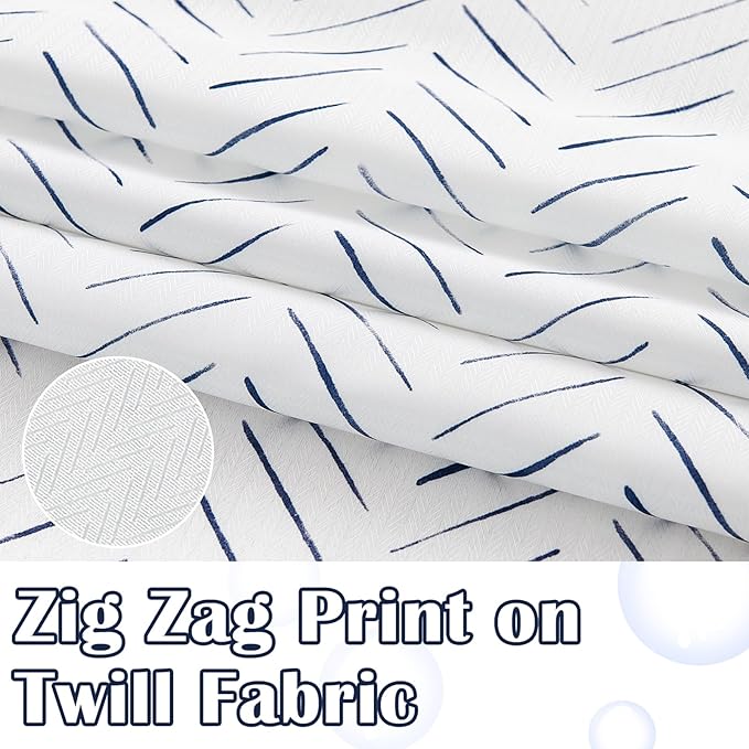 jinchan Small Stall Blue and White Shower Curtain 36x72 Inches Inky Herringbone Chevron Zig Zag Waterproof Fabric Modern Farmhouse Shower Curtains for Bathroom with 7 Hooks