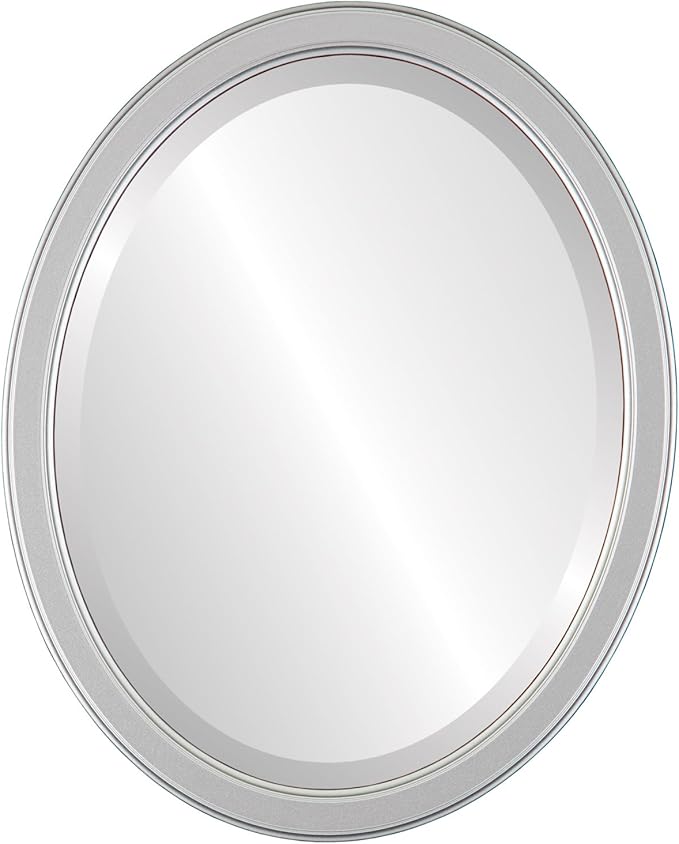 OVALCREST Oval Beveled Wall Mirror for Home Decor - Toronto Style - Silver Spray - 26" x 22"