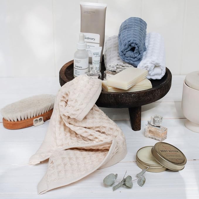 sea me at home Waffle Washcloths Set, 100% Turkish Cotton (Mixed)