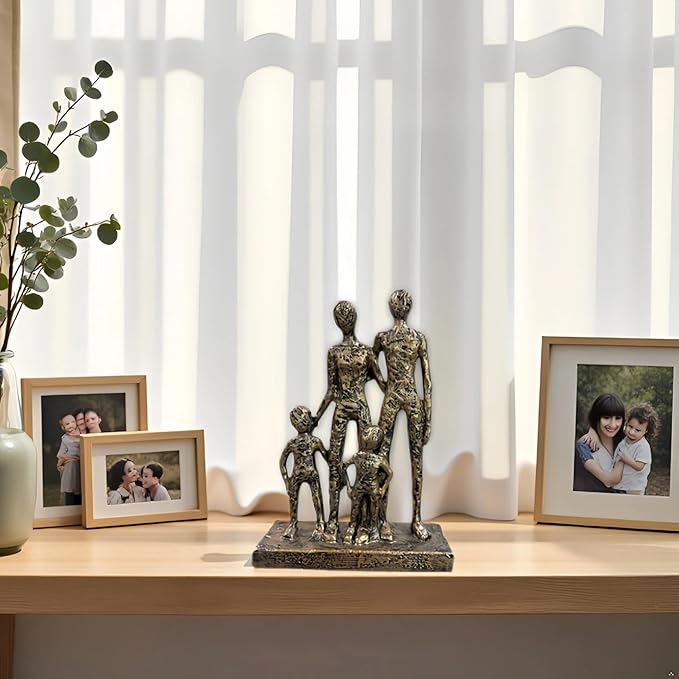 Lescafita Abstract Family Sculpture Resin Figurine – Modern, Meaningful Home Decor Statue, Family Bond Artwork for Living Room Shelf