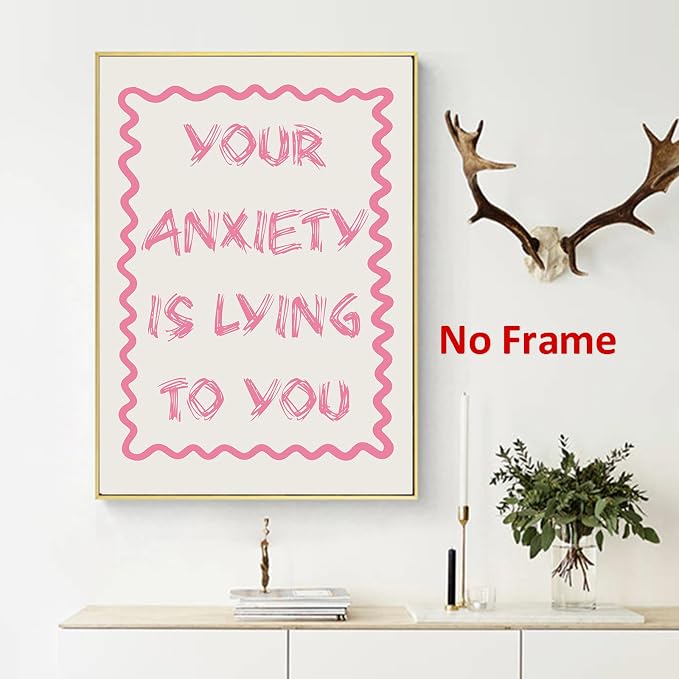 Haruhiart Retro Pink Motivational Wall Art Retro Trendy Posters Pink Preppy Painting Aesthetic Inspirational Wall Art Preppy Aesthetic Pictures Modern Trendy Girls Posters 16x24inch Frameless