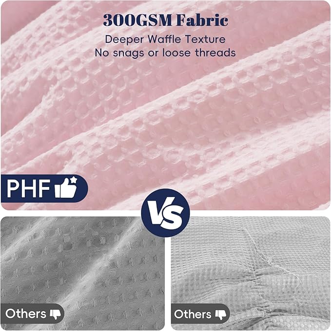 PHF Ultra Soft Waffle Weave Comforter Set King Size, 3 Pieces Lightweight Breathable Comfy Bedding Set, Comfy Textured 1 Comforter with 2 Pillow Shams, Pink
