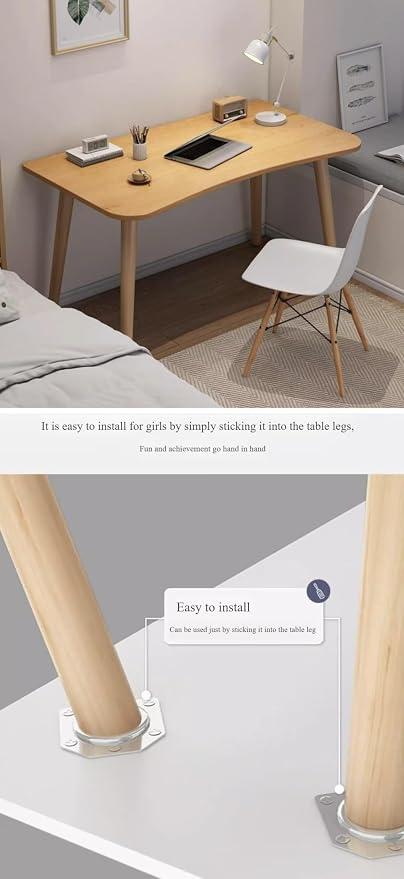 Modern Wooden Computer Desk, Curved Edge Design, Natural Oak Finish (Nordic Maple Color, 32 * 16 * 29.2)