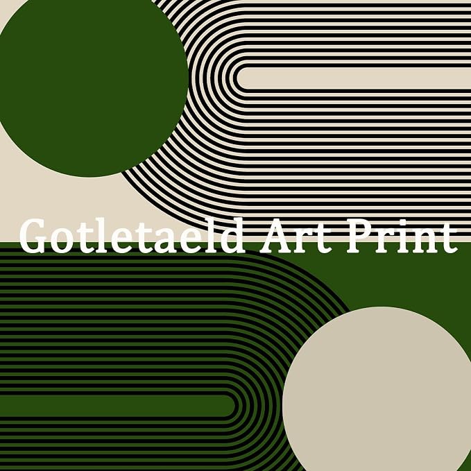 Minimalist Green Bauhaus Wall Art Abstract Geometric Prints Modern Boho Picture Contemporary Artwork Bauhaus Exhibition 1923 Poster Mid Century Modern Painting Green and Beige Canvas 16x24in Unframed